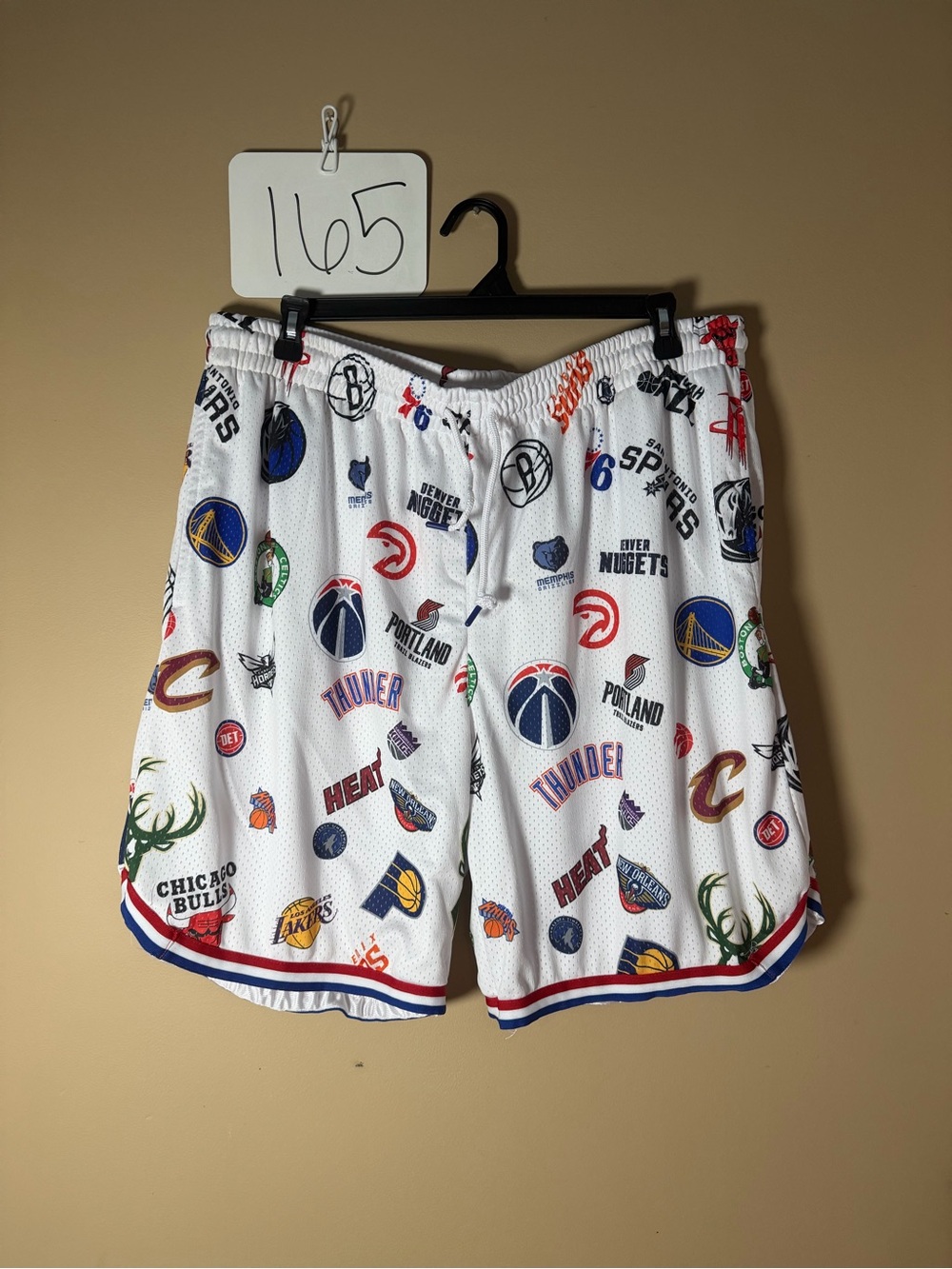 NBA White All-Over Team Logo Mesh Shorts
